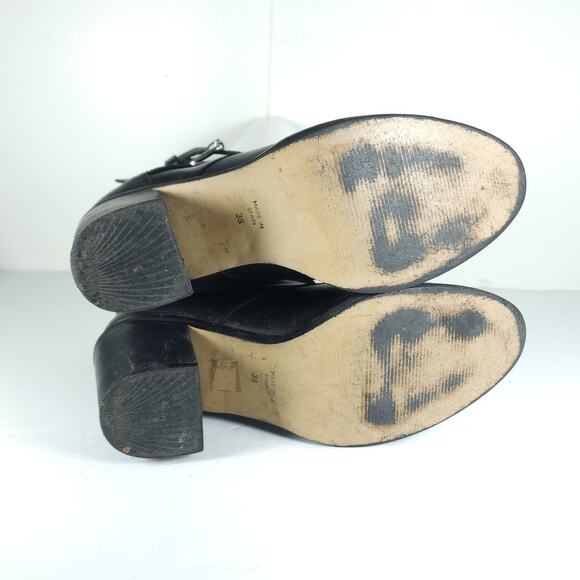 Office London Women’s US7,5 EU38 Black Leather Front Zip Studded Ankle Booties - Picture 10 of 16